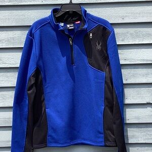 Spyder Performance Blue and Black Quarter Zip Fleece Lined Jacket Medium